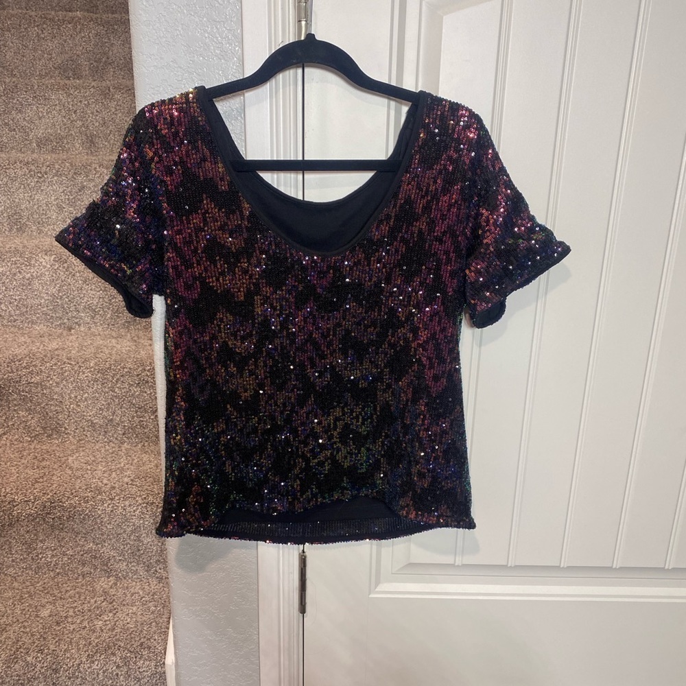 Anthropologie Sanctuary Dina Sequin Top Large - Picture 8 of 10